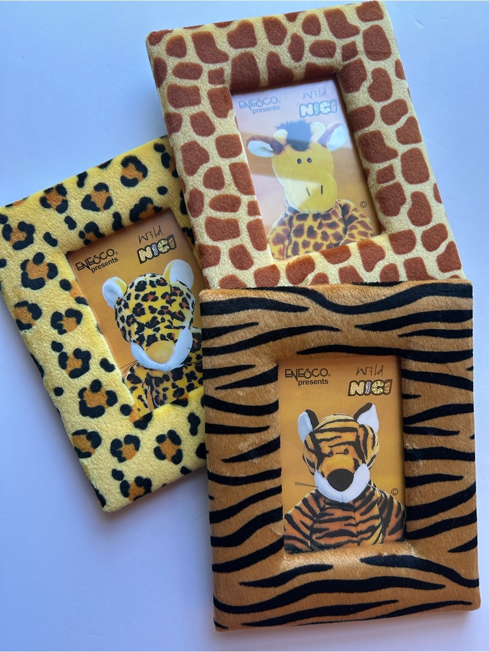 Set of 3 Funky Vintage Fuzzy Picture Frames